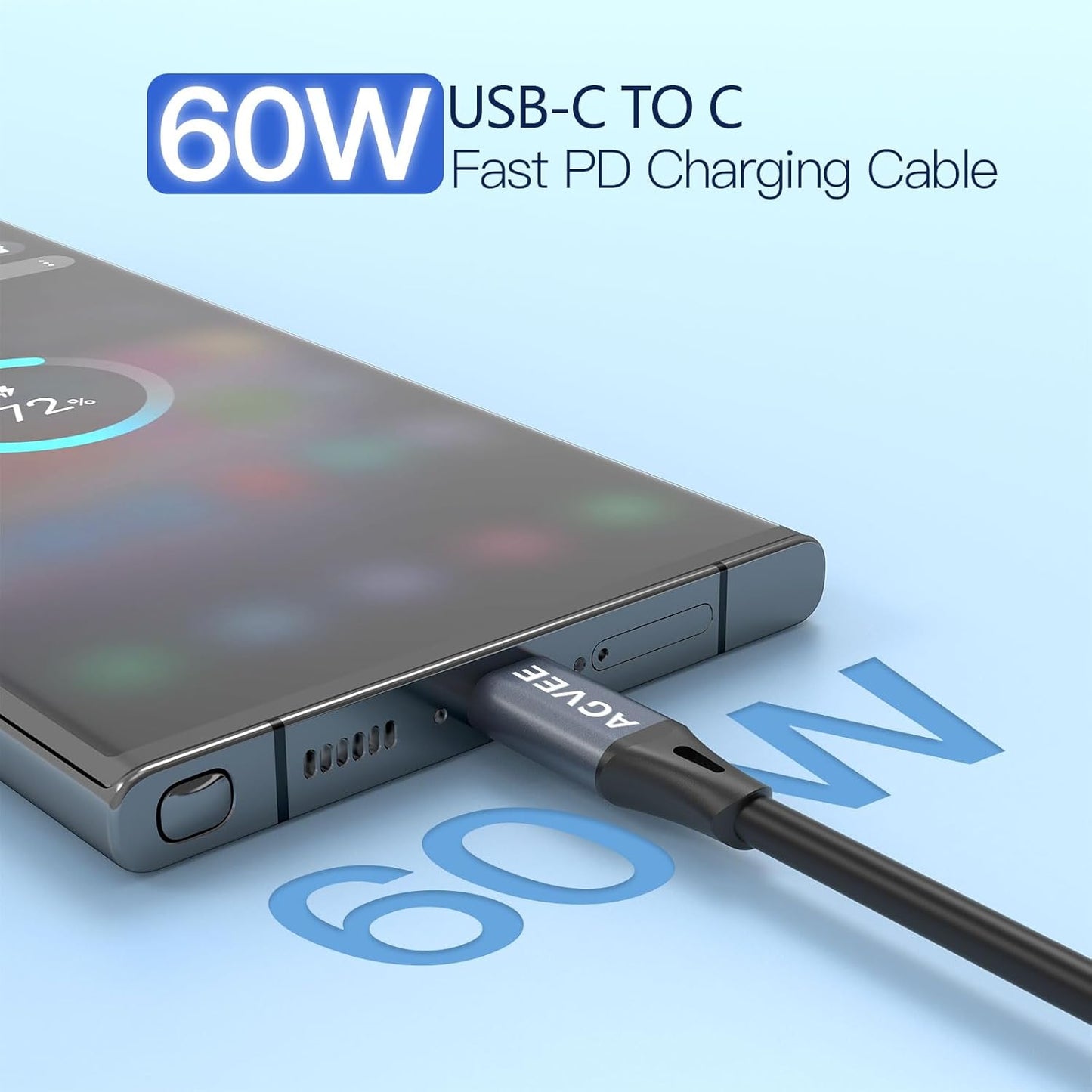 AGVEE 2 Pack 3ft Coiled Short USB-C to USB-C Charging Cable [USB-IF Certified] 60W PD Fast Charger Cord in Car for iPhone 16/15 CarPlay, Galaxy S25 S24 S23 S22 S21 S10 S9 S8, Google Pixel, Dark Gray