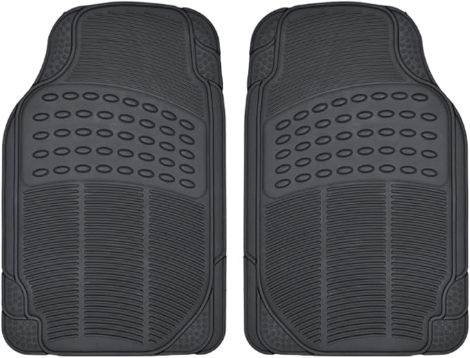 BDK ProLiner Floor Mats for Cars Trucks SUV, 2-Piece All-Weather Car Mats with Universal Fit Design, Durable Car Floor Mats with Capture Ridges, Waterproof Rubber Floor Mats for Cars (Black)