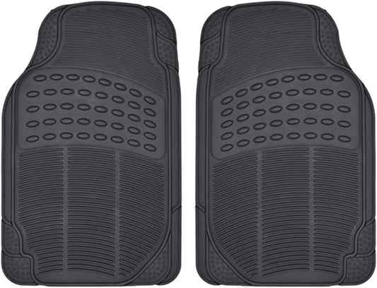 BDK ProLiner Floor Mats for Cars Trucks SUV, 2-Piece All-Weather Car Mats with Universal Fit Design, Durable Car Floor Mats with Capture Ridges, Waterproof Rubber Floor Mats for Cars (Black)
