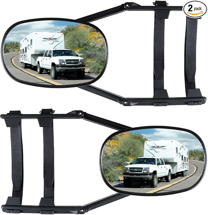 Mirror Extenders For Towing, Universal Clip-on Towing Mirrors 360 Degree Adjustable Extension Mirrors for Towing Trailer Truck, 2pcs