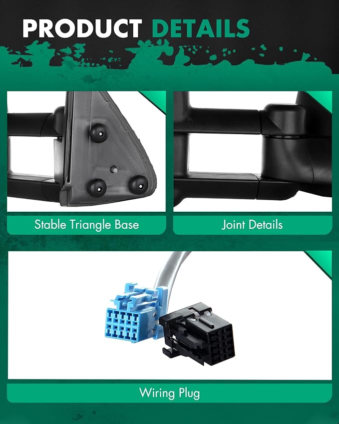 SCITOO Tow Mirrors Compatible with for 2003-2007 For Chevy Silverado 3500/Suburban 1500/2500 Tahoe 1500 HD Pickup Truck Power Adjusted Heated Turn Signal Light Black Towing Mirrors LH RH