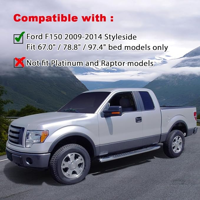 PIT66 Fender Flares, Compatible with 2009-2014 Ford F150 Styleside(NOT For Platinum and Raptor models), Black Factory Style Wheel Flares Set, 4 Pcs