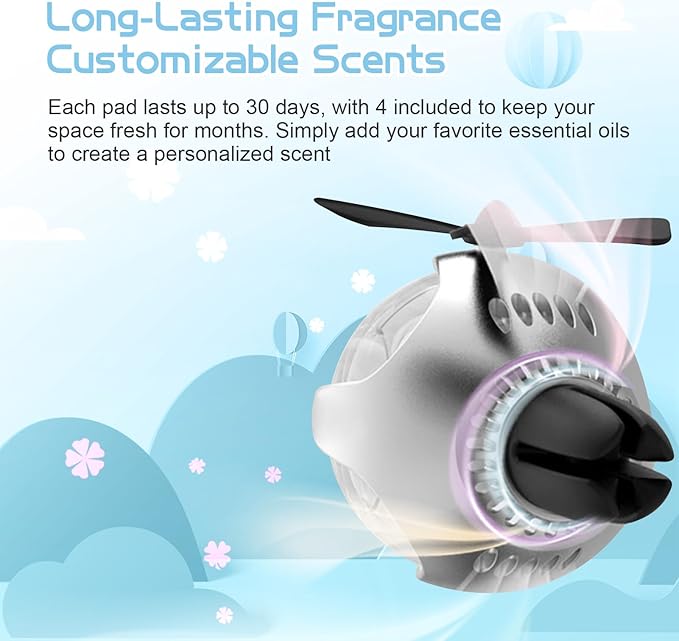 White & Black Bear Car Air Freshener with LED Lights & 4 Scented Pads – Subtle Fragrance, Decorative Auto Accessories