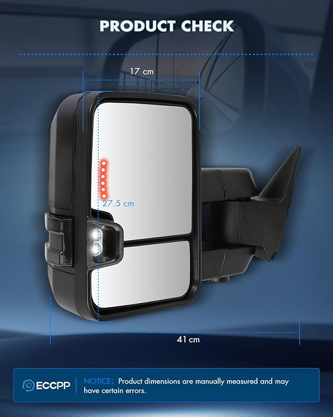 ECCPP Towing Mirrors Fit For 1988-1998 For Chevy For C/K Pickup For Suburban With Left Right Side With Power Heated Turn Signal Light Clearance light Arrow Turn Signal Back up lamp