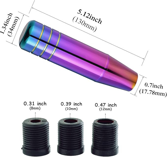 Abfer 5" Heavy Weighted Shifter Knob, Aluminum Alloy Car Gear Lever Metal Stick Shift Handle Fit Most Automatic Manual Vehicle (Multicolor)