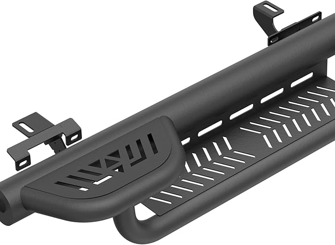 Three Raised Steps Running Boards (Wheel to Wheel Side Steps) Compatible with 2020 2021 2022 2023 2024 2025 Jeep Gladiator JT 4 Door, Bed Access Nerf Bars, Bolt-on Rock Sliders Rail