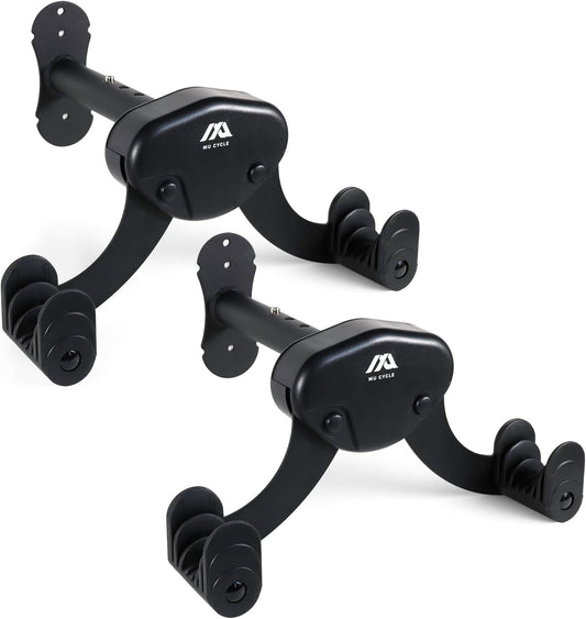 Buffalo Bike Wall Mount Rack – Adjustable Horizontal Indoor Hanger for Road, Mountain & Hybrid Bikes up to 48.5 lbs | Space-Saving Heavy-Duty Bicycle Storage for Garage & Home (2 Pack)