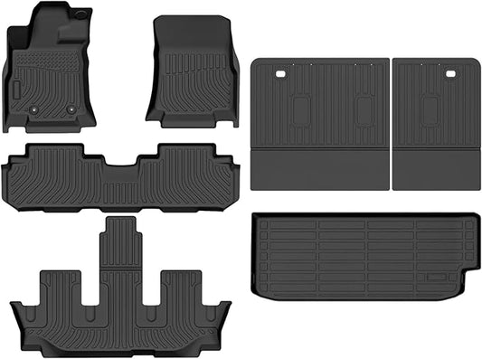 Floor Mats & Cargo Liner for Subaru Ascent 7/8 Passenger 2019-2025 with Backrest Mat, All Weather Automotive TPE Floor Liners Set Waterproof Accessories Black
