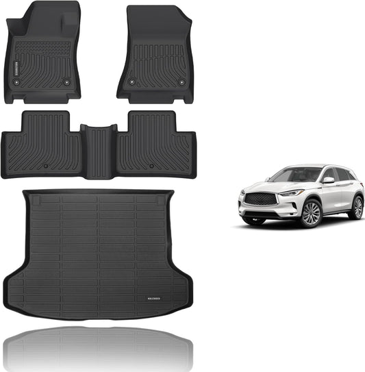 KELCSEECS® Floor Mats & Cargo Liner Custom for 2019-2025 Infiniti QX50 All Weather Protection TPE Floor Liners Front& Rear Row Full Set Infiniti QX50 Accessories Black