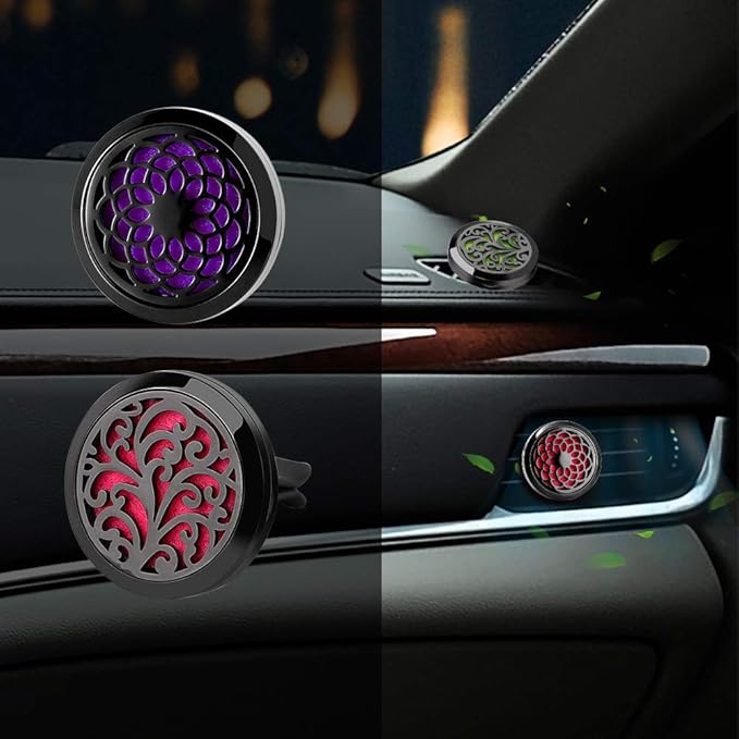 Car Air Freshener Vent Clip - 2PCS 30mm Black Car Essential Oil Diffuser Vent Clips for Home Office Room with 12 Felt Pads Mother's Day, Birthday Gift for Women & Men