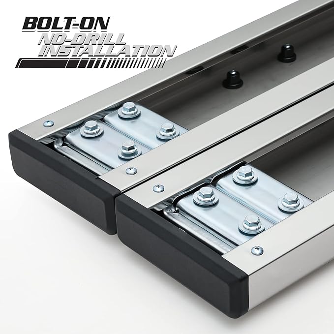 M-Auto 6.75" Running Boards Side Step Bars Compatible with 2019-2025 Chevy Silverado GMC Sierra 1500 2500HD 3500HD Crew Cab, Stainless Steel Side Step Nerf Bars, Polished Chrome