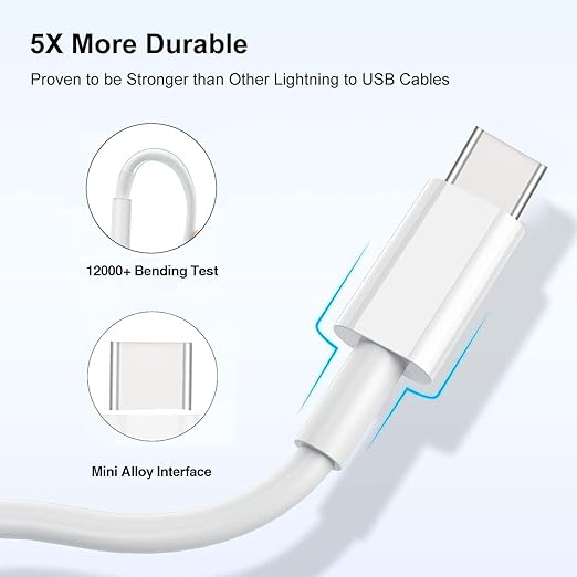1.6FT Short Car Charger for iPhone 17 16 15 Pro USB A to USB C Cable for Carplay Cable, Charger Charging Cord Type C for iPhone 17 Air 16e 16 15 /Plus Max Charging Cord Replacement (White)