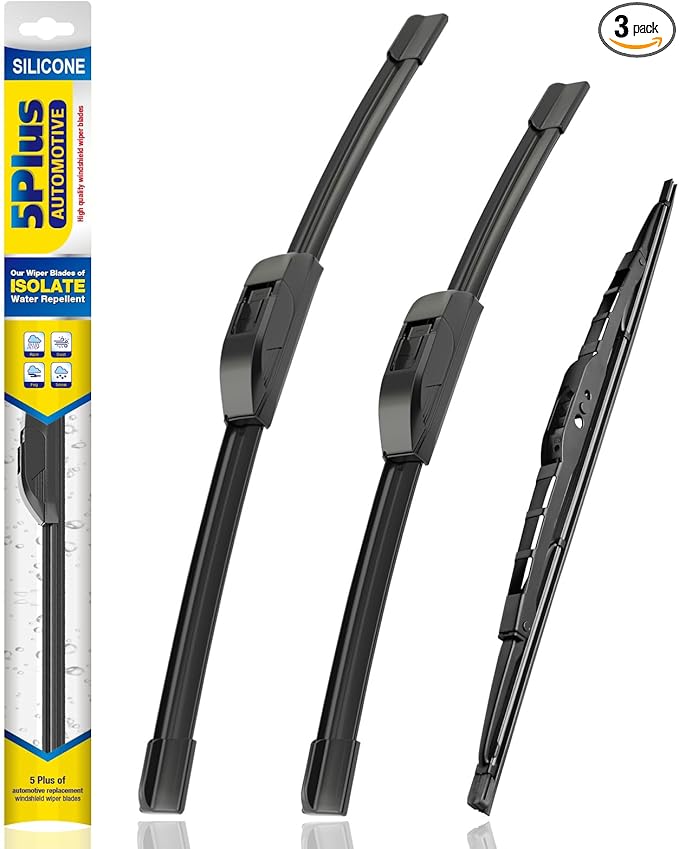 5 PLUS® Windshield Wipers Replacement for Dodge Grand Caravan 2020-2008,Silicone Water Repellent Wiper Blades-26"/20"/16"(Set of 3), OEM Fit HOOK ARM, All-Season, Easy Installation
