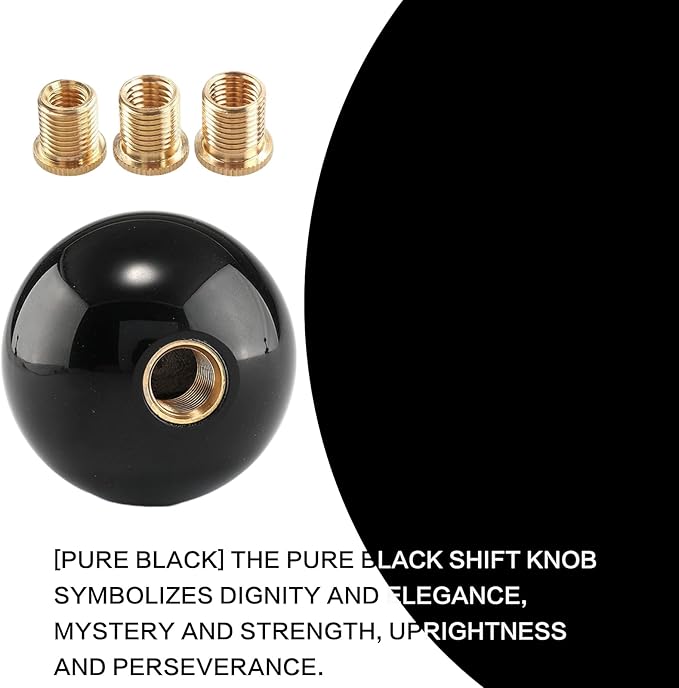 Round Ball Shift Knob Universal Gear Shift Knob 5 6 Speed for Manual Automatic Vehicles with Adapters (Pure Black)