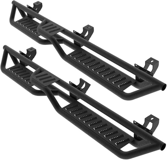 Running Boards Compatible with Toyota Tacoma 2005-2023 Double Cab Crew Cab, Two-Stairs Side Steps, 5 inch Wide Nerf Bars Step Bars