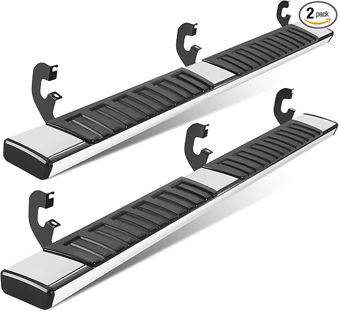 6" Double Cab Running Boards Compatible with 2019-2025 GMC Sierra 1500 Mirror Stainless Steel Side Steps Nerf Bars