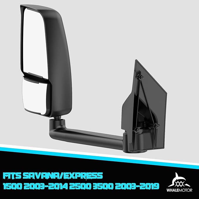 Passenger Side Tow Mirror Compatible with 2003-2019 Chevy Express/GMC Savana 1500 2500 3500, Right Side Manual Folding Adjustable Towing Van Mirrors Replacement