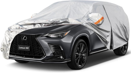 Kayme 6 Layers SUV Car Cover Custom Fit for Lexus NX 300 350 (2015-2025) Waterproof All Weather for Automobiles, Outdoor Full Cover Rain Sun UV Protection.Silver