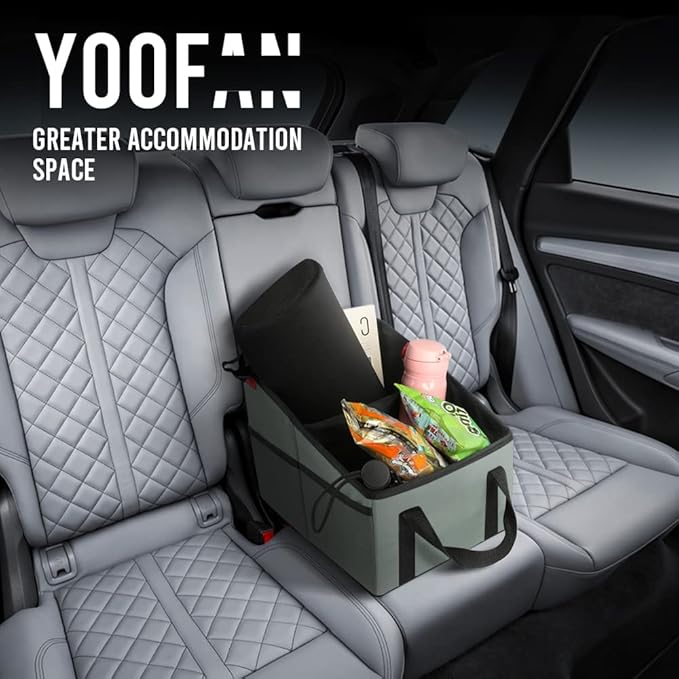 Car Seat Organizer - Passenger Seat Organizer, Collapsible Small Car Seat Storage Organizer for Console Front or Back, Automotive Backseat Organizer with Belt 4 Cup Holders for Kids Accessories, Cyan