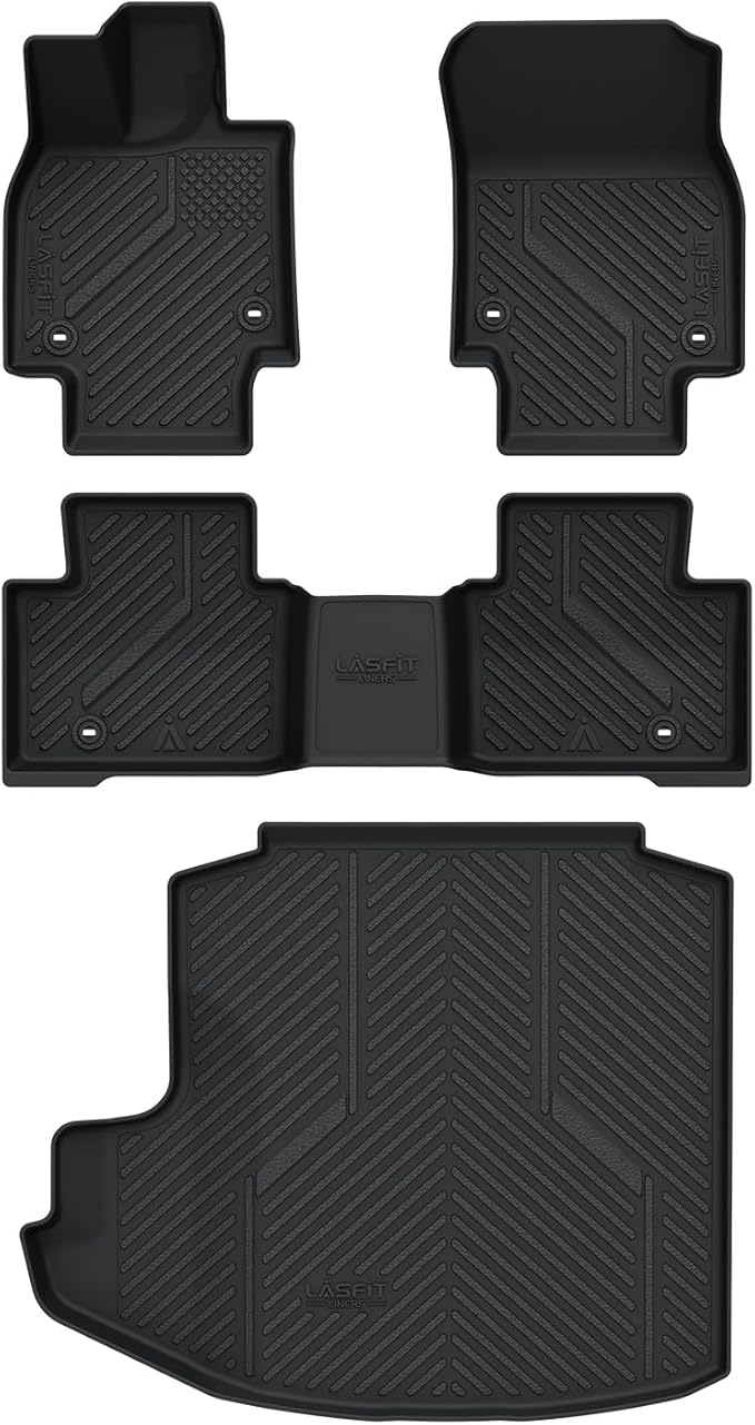 LASFIT Floor Mats & Trunk Mat for Toyota Crown 2023-2026, All Weather TPE Mats Custom Fit Floor Liners for Toyota Crown Accessories 1st & 2nd Row Full Set Car Mats and Cargo Liner, Black