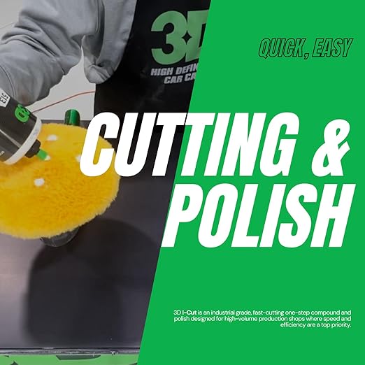3D I-Cut Rubbing Compound & Polish – Fast Paint Correction for High-Volume Body Shops | Removes P1500+ Sanding Marks | Long Buffing Cycle | 16oz | USA Made