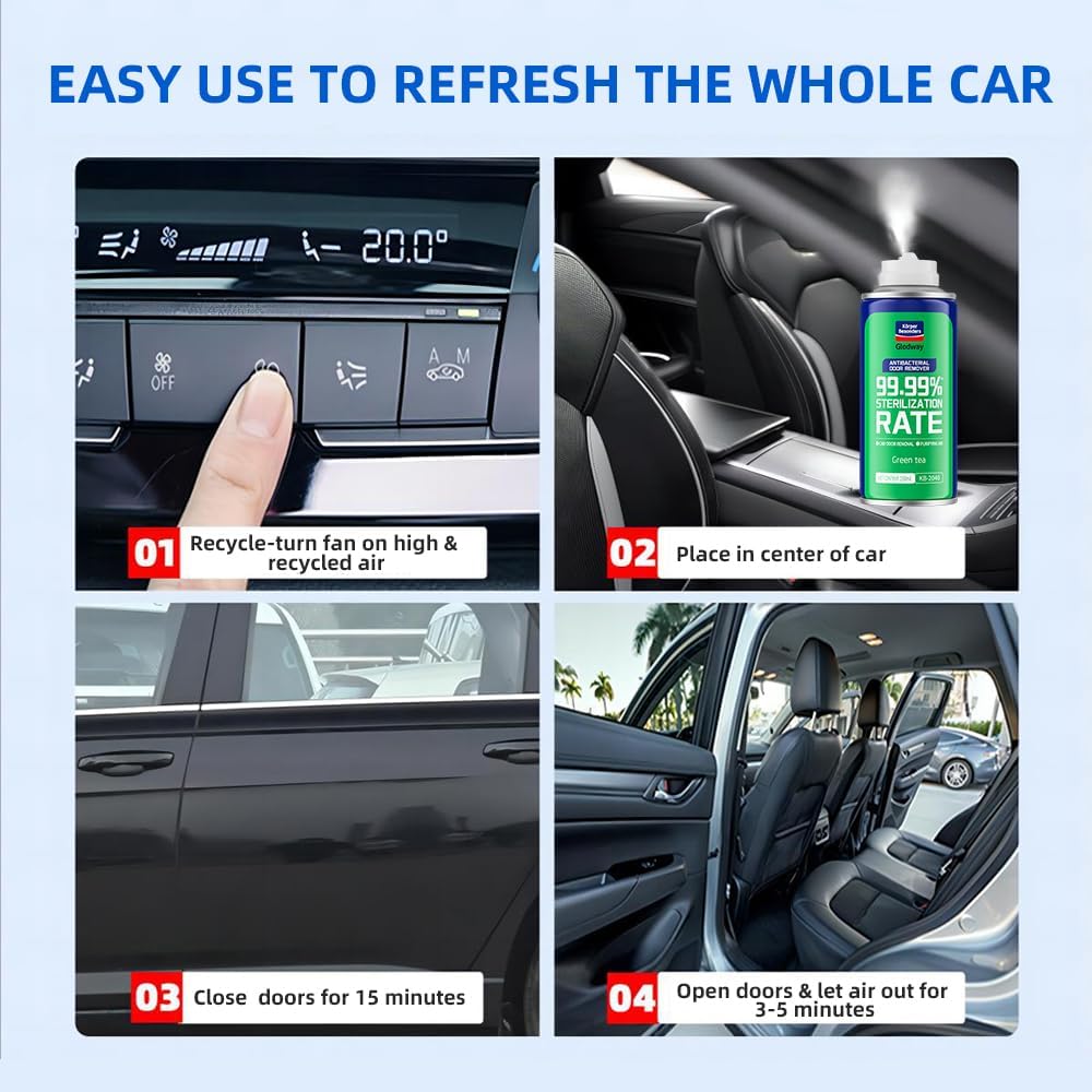 Glodway Whole Car Air Refresher,Odor Eliminator Remover Spray For Car,Green Tea Strong Freshener With Odour Eliminator Technology,Long-Lasting Scent,6 Ounce(Pack of 3)