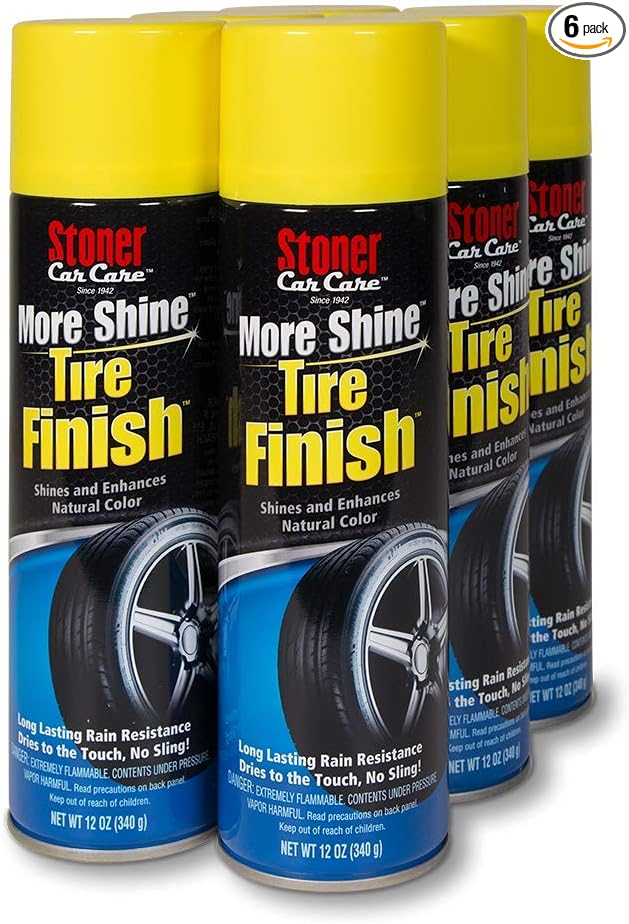 Stoner Car Care 91094-6PK More Shine Tire Finish – Tire Shine Spray for a Deep Matte Black Finish with Long-Lasting Rain-Resistant Protection, Non-Greasy No Sling – 12 oz (Pack of 6)