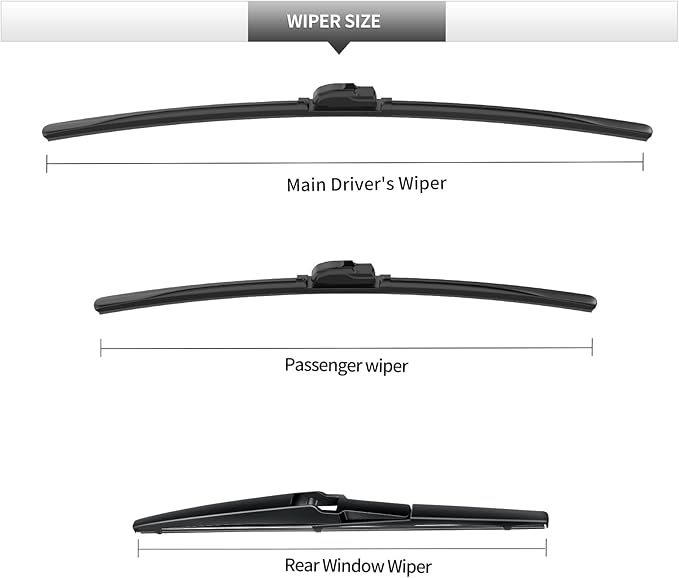 Front and Rear Windshield Wiper Blades, 3 Pcs Front and Back Windshield Wipers Blades Replacement for Lexus UX 250h 300h 2019-2025, 26" 16" 12", Car Window Wiper Blades from 2019 to 2025