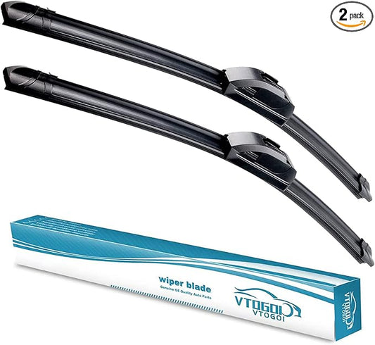 VTOGOI OEM Quality 24''+14'' Premium All-Season Auto Windshield Natural Rubber J-Hook Wiper Blades(Pack of 2)