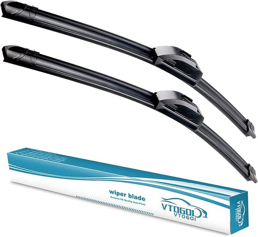 VTOGOI OEM Quality 26''+17'' Premium All-Season Auto Windshield Natural Rubber J-Hook Wiper Blades(Pack of 2)