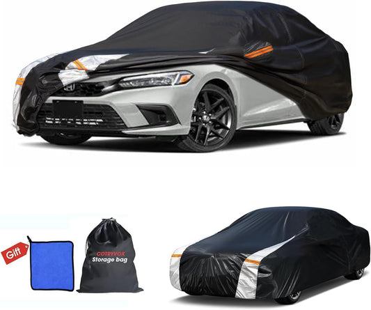 Honda Civic Car Cover 100% Waterproof All Weather, Gift with Towel, 10 Layers Sedan Car Cover Custom Fit 1993-2025 Honda Civic, Full Exterior Covers Rain Sun UV Protection with Door Zipper.