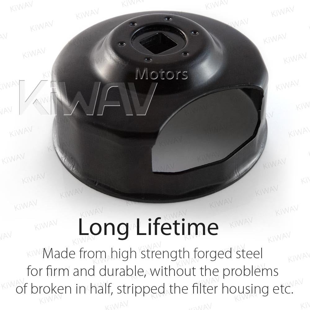 KiWAV Oil Filter Cap Wrench Tool compatible for 1984-2021 Harley Spin-on Oil Filters (Except '15-later XG) Twin Cam Oil Filters with 76 x 14 Flutes (Crank Sensor)