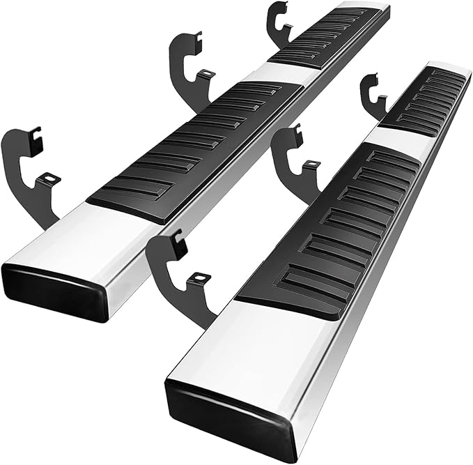 PZ 6" Double Cab Running Boards Compatible with 2019-2025 Chevy Silverado/GMC Sierra 1500, 2020-2025 for 2500HD 3500HD Mirror Stainless Steel Side Step Nerf Bar