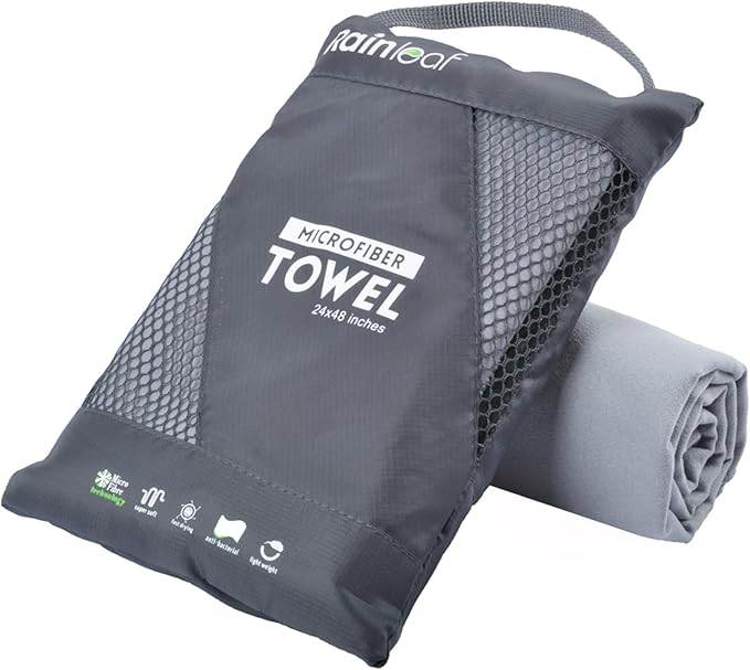 Rainleaf Microfiber Towel Perfect Travel & Gym & Camping Towel. Quick Dry - Super Absorbent - Ultra Compact - Lightweight. Suitable for Trip, Beach, Shower, Backpacking, Pool