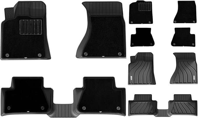 3W Floor Mats & Carpet fit for Porsche Macan(2014-2024 2025), 1st & 2nd Row TPE All-Weather Custom Fit Car Liner, Black