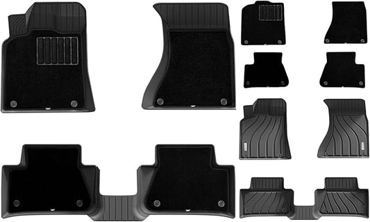 3W Floor Mats & Carpet fit for Porsche Macan(2014-2024 2025), 1st & 2nd Row TPE All-Weather Custom Fit Car Liner, Black