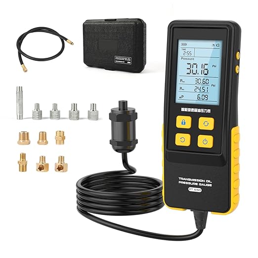 Transmission Oil Pressure Gauge 0-426 PSI 0-29bar 0-30kg/cm² Digital Transmission Oil Pressure Test Oil Pressure Test Kit with Test Hose & 11 Connectors