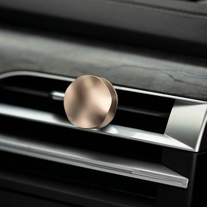 THEDOTS Series Metal Wave Car Air Freshener Vent Clip, Cashmere Wood Chestnut, Water Ripple Design, Long-lasting Fragrance, Gift for Drivers