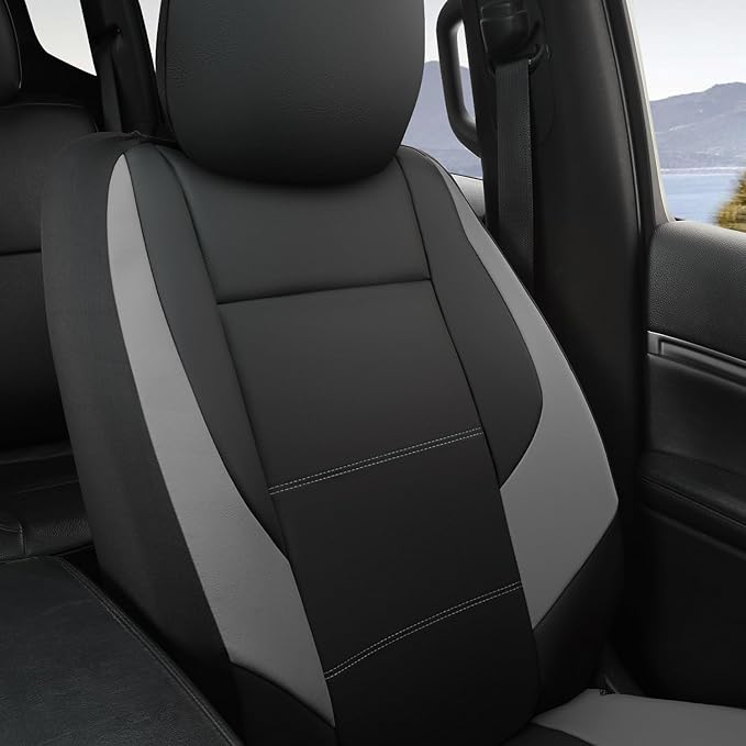 GIANT PANDA Front Car Seat Cover for Jeep Wrangler JK (2007-2018),Leather Bucket Seat Covers Custom Fit Jeep Accessories (Gray) 2-Pack