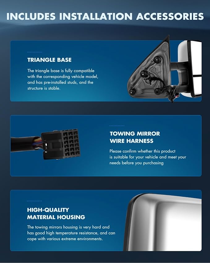 ECCPP Towing Mirrors Fit For 2014-2017 For Chevy Silverado For GMC Sierra 1500 2015-2017 For Chevy Silverado For GMC Sierra 2500/3500 HD Tow Mirrors Power Heated Led Signal Left & Right Side