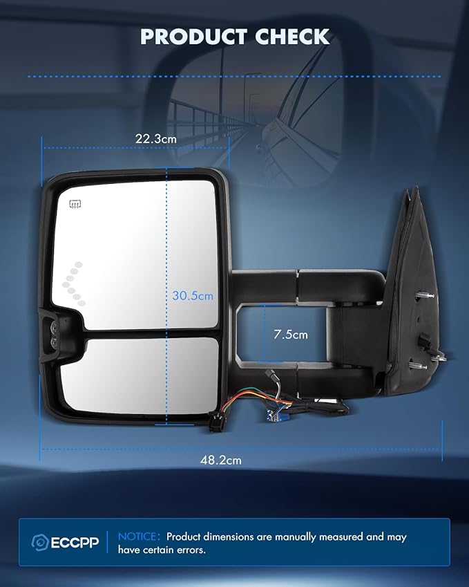 ECCPP Tow Mirrors Pair Chrome Mirror Fit for 2003-06 for Chevy Silverado Suburban for GMC Sierra 1500 2500 3500 Tahoe Towing Mirrors Power Heated Turn Signal Clearance Light Telescopic Manual Folding