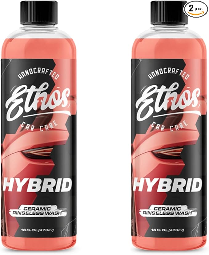 Ethos Hybrid Ceramic Rinseless Car Wash - Spot Free Rinse for Cars Waterless Wash - No Rinse Wash - Spot Free Car Wash - 2 Pack (16oz)