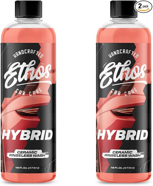 Ethos Hybrid Ceramic Rinseless Car Wash - Spot Free Rinse for Cars Waterless Wash - No Rinse Wash - Spot Free Car Wash - 2 Pack (16oz)