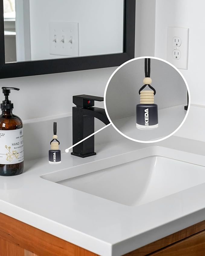 Car Air Freshener Hanging,Cylindrical Auto Scent with Vent Clip Bottle,45-Days Long Lasting Fragrance, Essential Oil Diffuser Odor Eliminator for Women (Circle, ice)