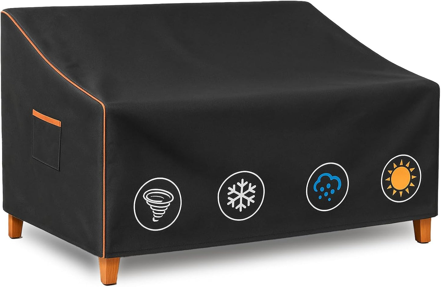 Outdoor Sofa Cover, Waterproof Patio Furniture Cover 90W x 36D x 33H inches Heavy Duty 600D Oxford Fabric Black