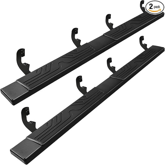 PZ 6.5" Crew Cab Running Boards for 2019-2025 Chevy Silverado/GMC Sierra 1500, 2020-2025 for 2500HD 3500HD Black Aluminum Alloy Side Steps Rails Nerf Bars Ridge Pattern