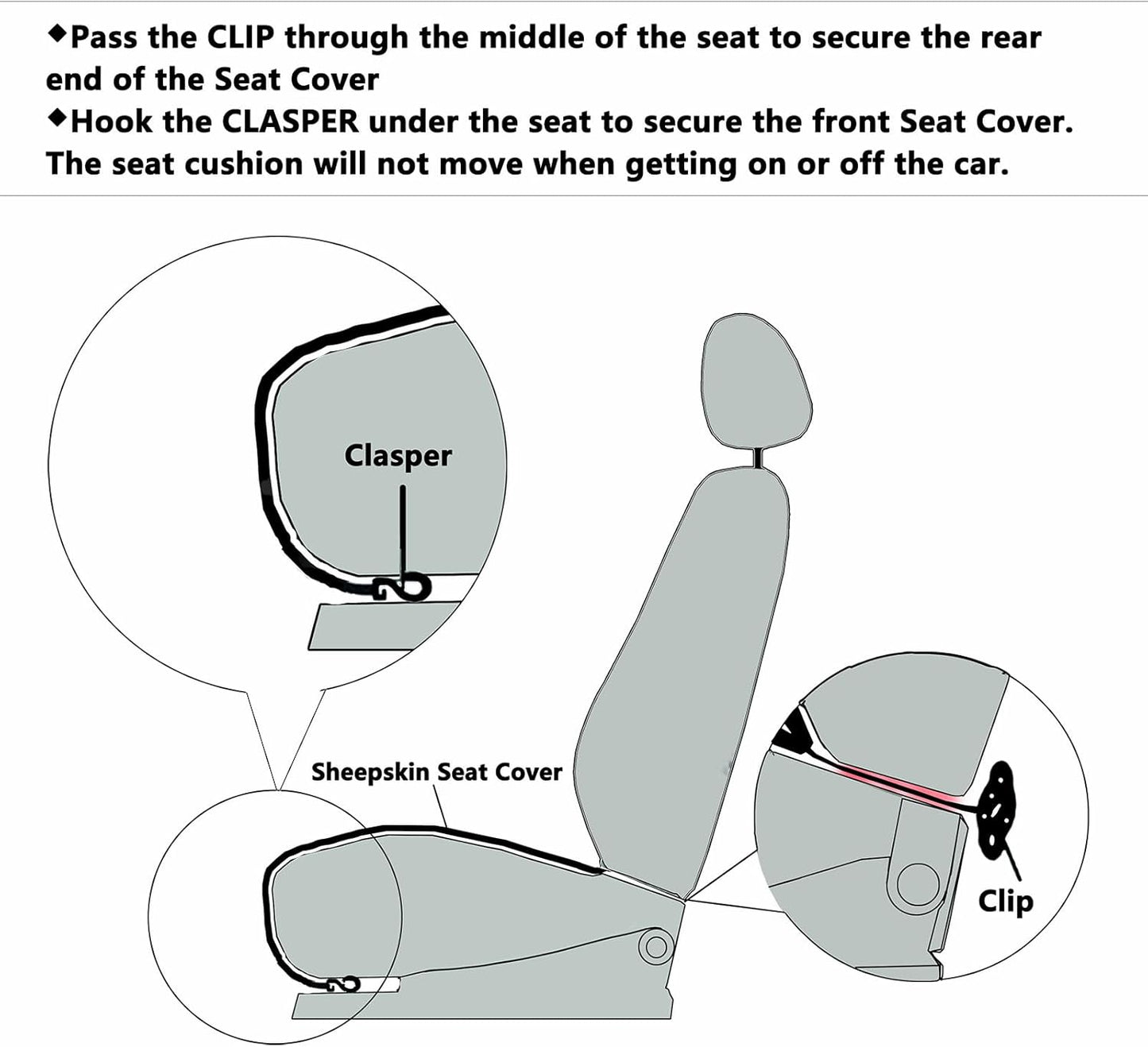 Fluffy Genuine Australia Sheepskin Car Seat Cover for Auto Interior Accessories with Soft Fuzzy WoolNatural Fur Non-Slip (Blue, Front)