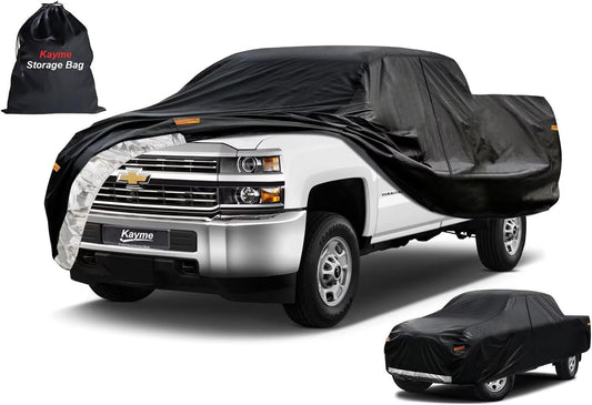 Kayme Truck Cover Custom Fit Chevrolet Silverado 2500HD(1998-2019) Regular Cab LB. Full Exterior Heavy Duty Outdoor Pickup Truck Car Cover Waterproof All Weather.Car Tarp Wind Sun Dust Protection.