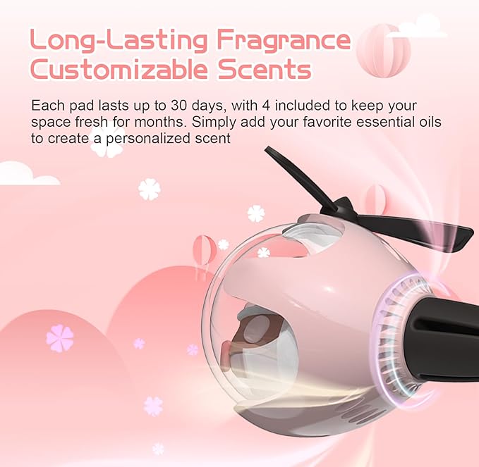 Pink Kitty Car Air Freshener with LED Lights & 4 Scented Pads – Subtle Fragrance, Decorative Auto Accessories