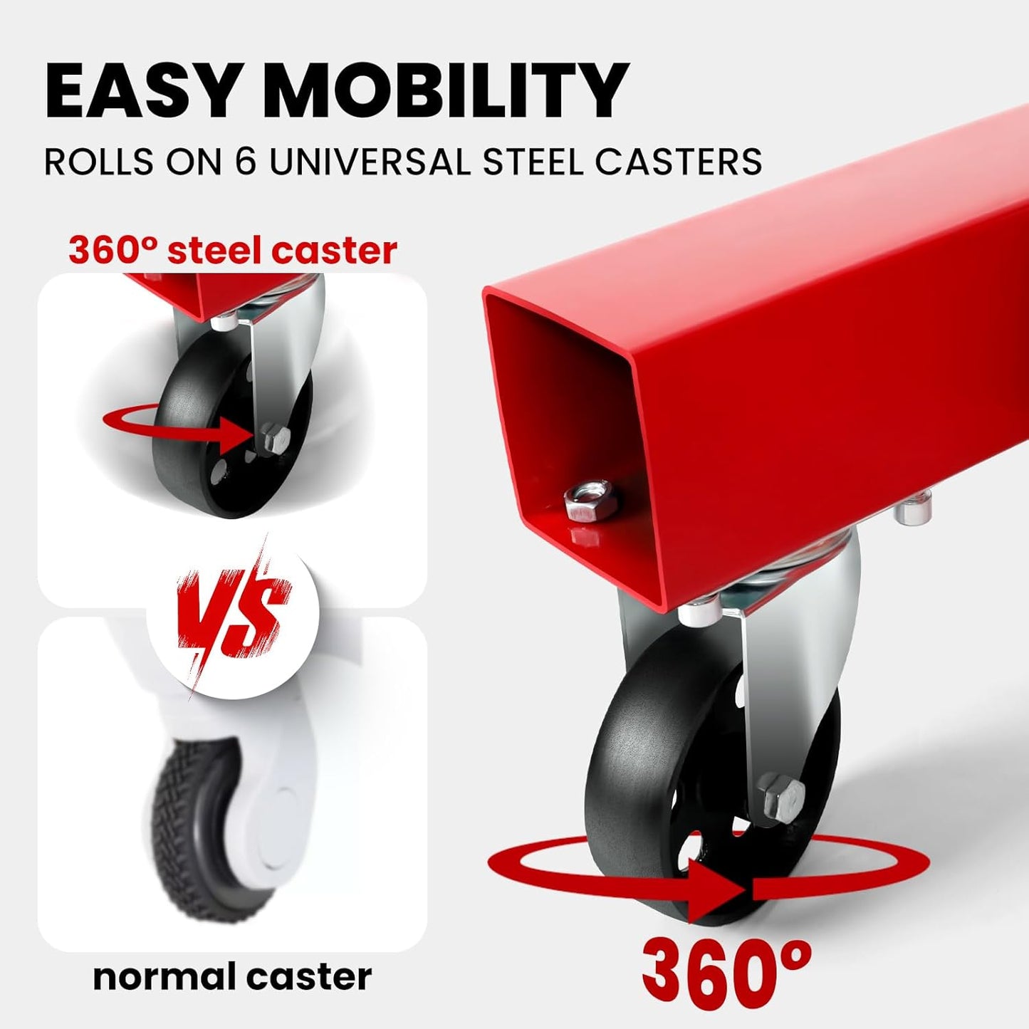 2.5 ton Engine Lift Cherry Picker with 8 ton Hydraulic Pump -5500 lbs Heavy Duty Engine Lift Crane 60.6x37x56.2, Foldable Design with 6 Swivel Wheels - for Mechanics, hobbyists and Home Users (Red)